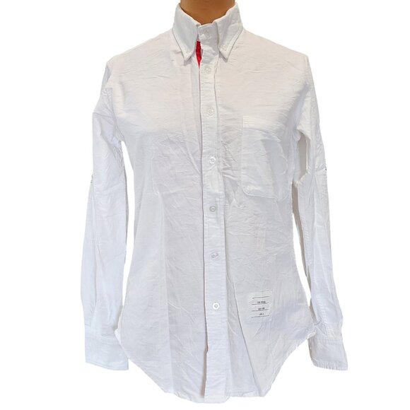 Thom Brown Long Sleeve Striped White Dress Shirt Size Extra Small Made in USA - Picture 1 of 5